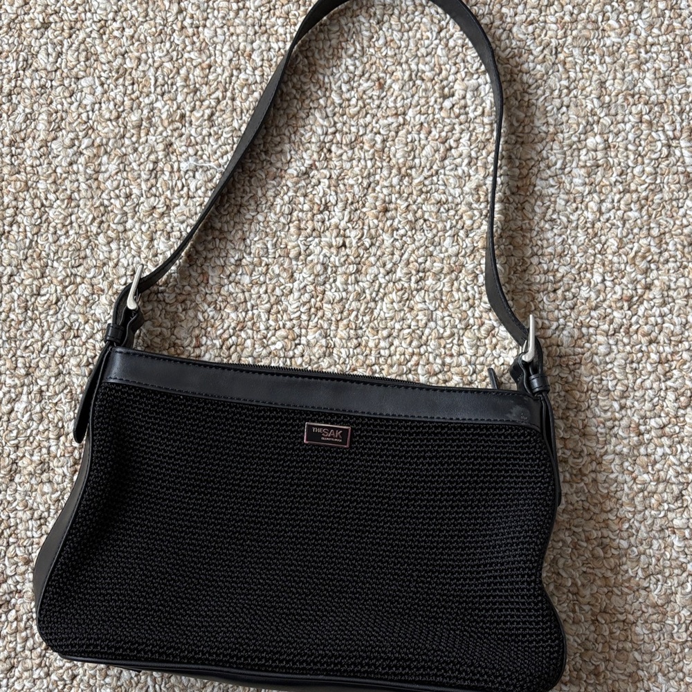 The Sak Black Woven Shoulder Bag